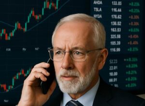 A person in a suit talking on a phone AI-generated content may be incorrect.